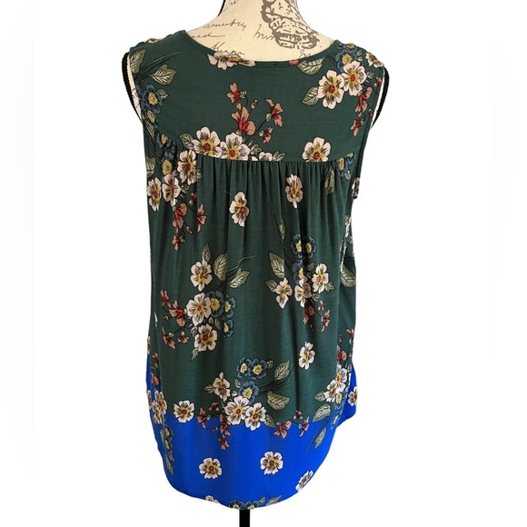 Democracy Green Blue Floral Sleeveless Tank Top Size Small EUC Boho - Picture 4 of 12